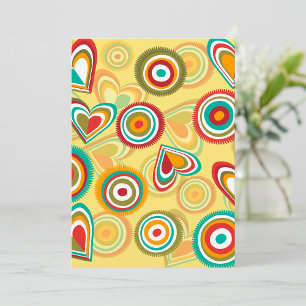Retro Boho Herz und Kreise 70er Groovy Muster Einladung