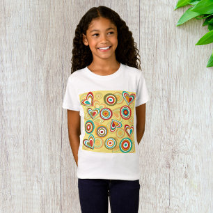 Retro Boho Herz und Kreise 70er Groovy Muster T-Shirt