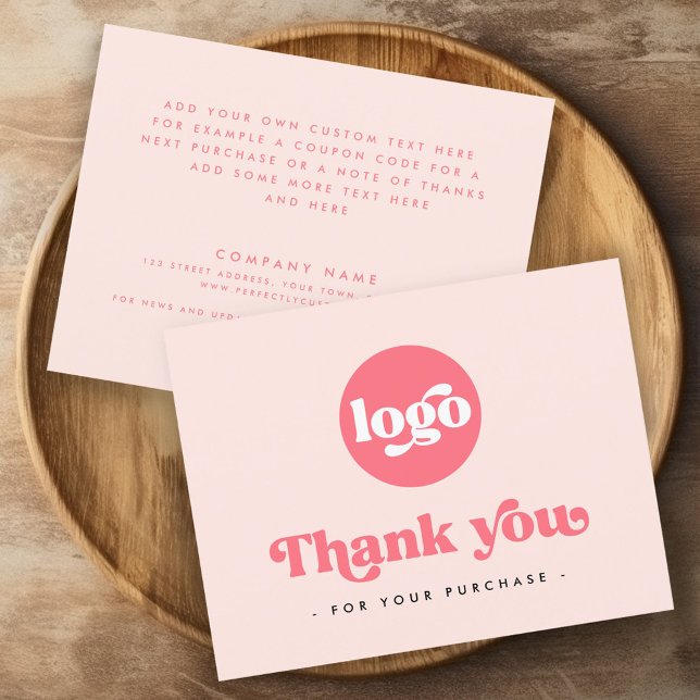 Retro boho hinzufügen Logo rot pink danke Karte (Retro boho add logo blush pink thank you card)