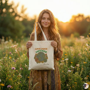 Retro Boho Liebe deine Mutter Earth Day Personalis Tragetasche
