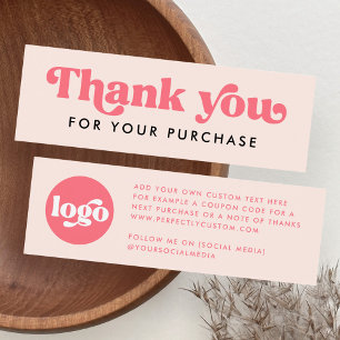 Retro boho Logo rot Rosa Danke Karte einfügen