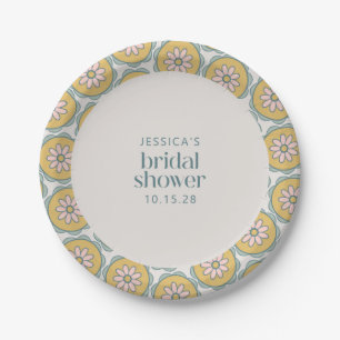 Retro Boho Mandala Floral Pastel Brautparty Pappteller