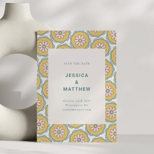 Retro Boho Mandala Floral Pastell Minimalistisch Save The Date