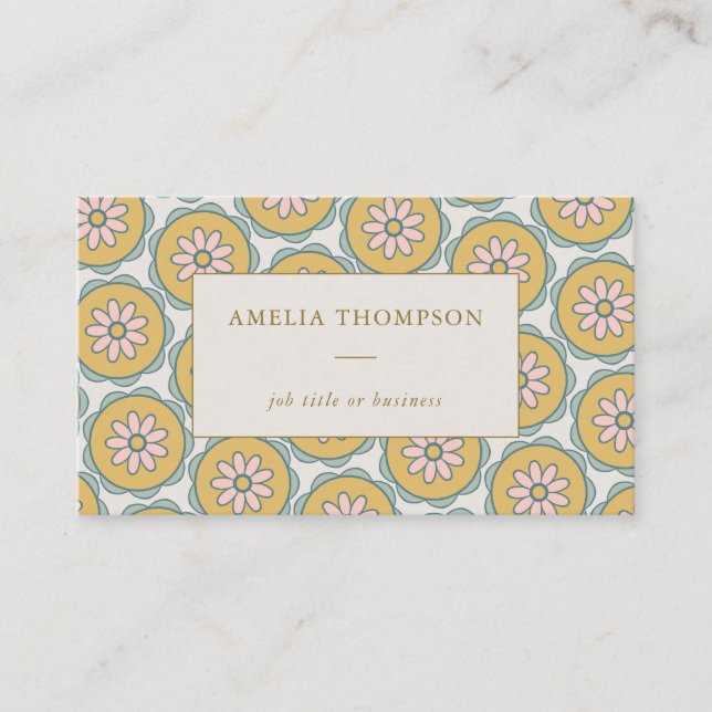 Retro Boho Mandala Floral Stilvoll Personalisiert Visitenkarte (Vorderseite)