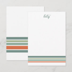 Retro Boho Minimalistisch gestreift Mitteilungskarte