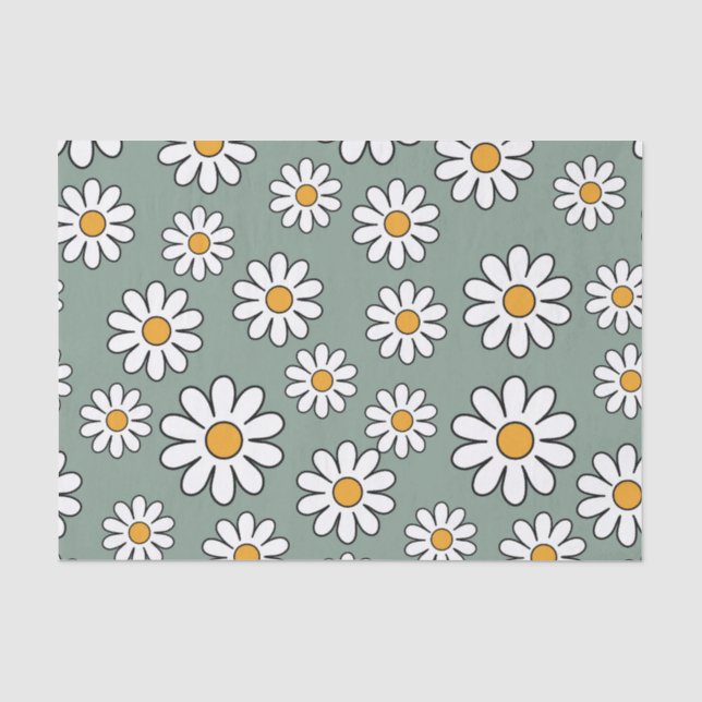 Retro Boho Niedlich Daisy Floral Pattern Seidenpapier (Vorderseite)