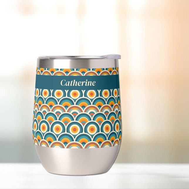 Retro Boho Orange Blue Sun Circle Pattern (Von Creator hochgeladen)