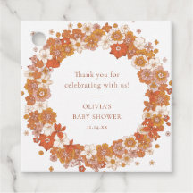 Retro-Boho-Orange-Blumen-Baby-Shower-Dankeschön
