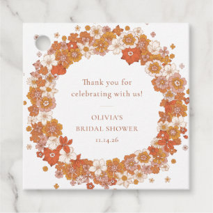 Retro Boho Orange Brautparty Vielen Dank Geschenkanhänger