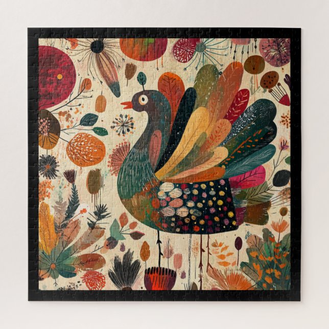 Retro Boho Patchwork Herbst Truthahn (Vertikal)