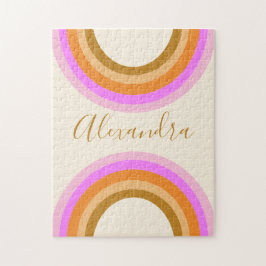 Retro Boho Pink Rainbow Personalized Name