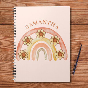 Retro Boho Rainbow Name Spiral Foto Notebook Notizblock