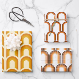 Retro Boho Rainbow Pattern 60er 70er Seventies Geschenkpapier Set