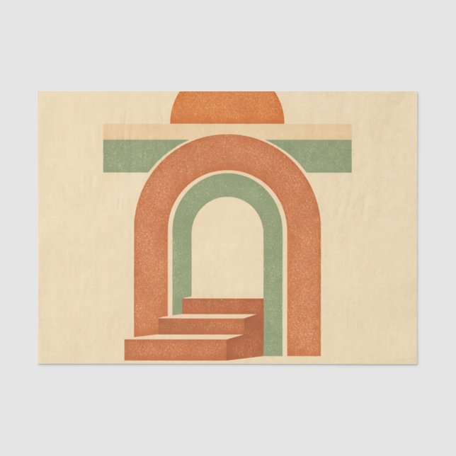Retro-Boho-Regenbogenbogen-Minimalistisches Design Seidenpapier (Vorderseite)