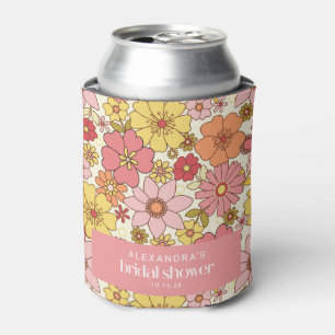 Retro Boho Rosa Gelbe Blumen Hochzeitsparty Custom Dosenkühler