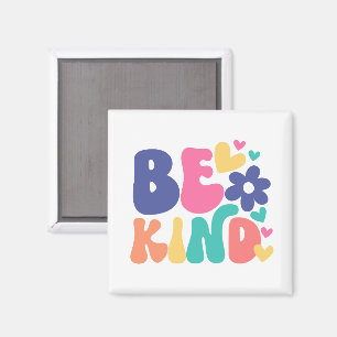 Retro Boho Sei nett  – Farbige Groovy-Blumenherz Magnet
