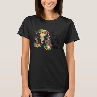 Retro Boho Skull Cowgirl Boots Hat Boots Class A L T-Shirt