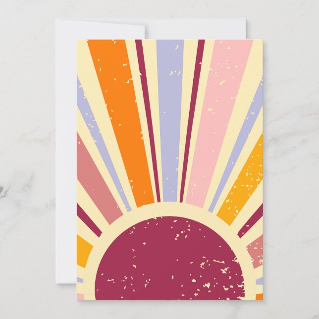 Retro Boho Sonne  Einladung (Vorderseite)