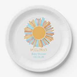 Retro-Boho Sonne hier kommt die Sonne Pappteller