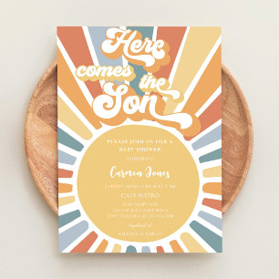 Retro-Boho-Sonnenlicht-Baby-Party Einladung