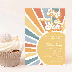 Retro-Boho-Sonnenlicht-Baby-Party Einladung