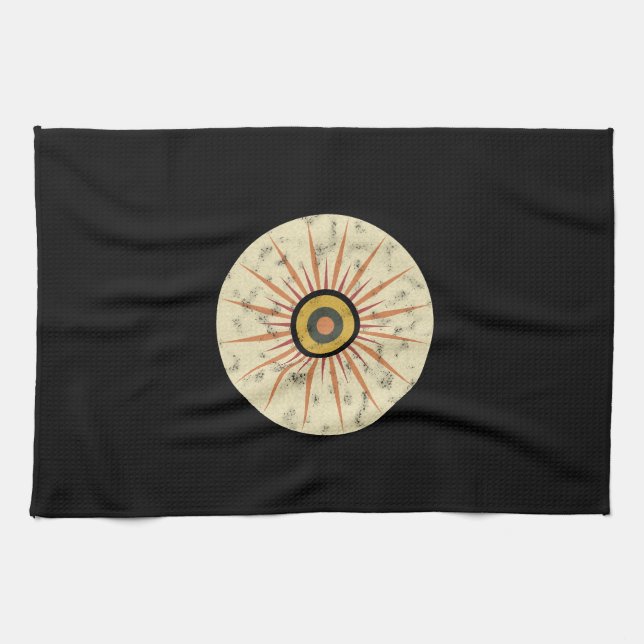 Retro-Boho-Sonnenstrahl-Design Geschirrtuch (Horizontal)