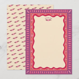 Retro Boho Spaß Handgefertigte INDIVIDUELLE Hochze Dankeskarte
