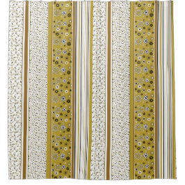 Retro BOHO Streifen Gold Duschvorhang