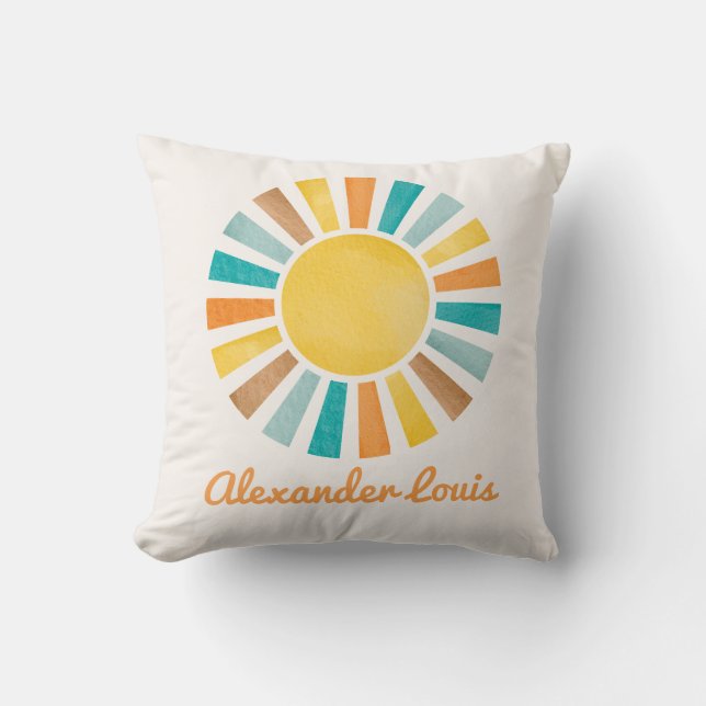 Retro Boho Sunshine Baby Boy Kinderzimmer Kissen (Vorderseite)
