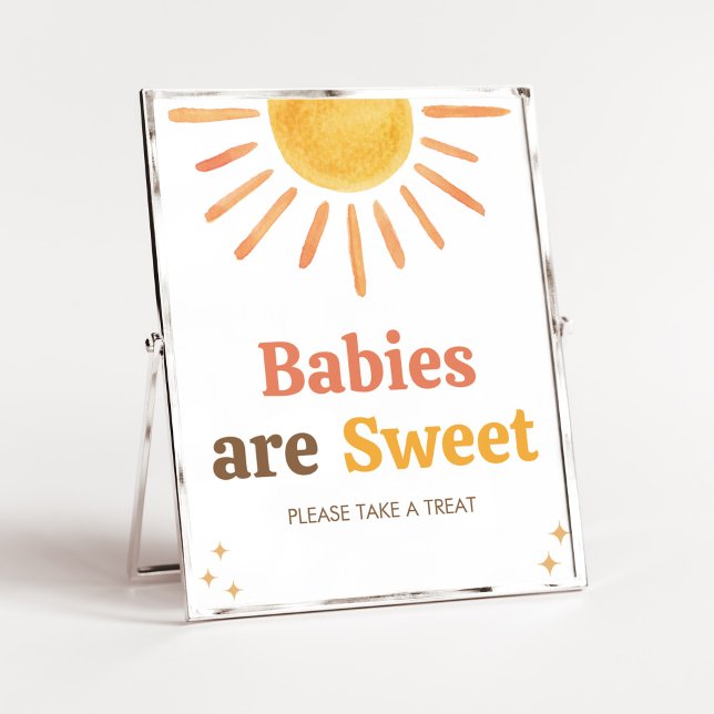 Retro Boho Sunshine Baby Dusche Babys sind süß Poster (Boy Boho Sunshine Baby Shower Babies are Sweet Sign)