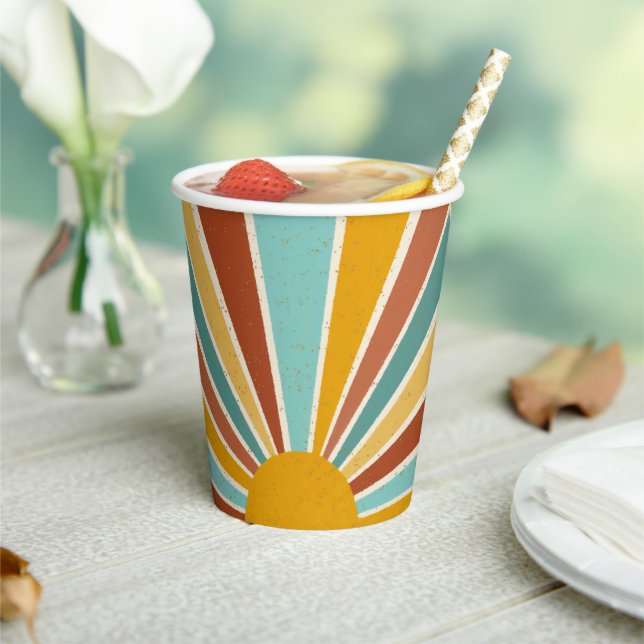 Retro Boho Sunshine Baby Shower Pappbecher (In Situ)