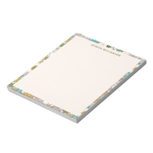 Retro Boho Türkis Braun Floral Süße Babyparty Notizblock