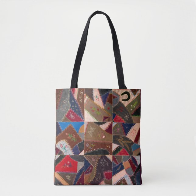 Retro Boho Vintage Patchwork Verrückte Steppdecke  Tasche (Vorderseite)