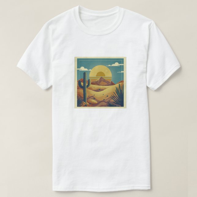 Retro Boho Vintage Style Desert Illustration T-Shirt (Design vorne)
