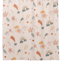 Retro Boho Wasserfarbe Regenbogenneutral Duschvorhang