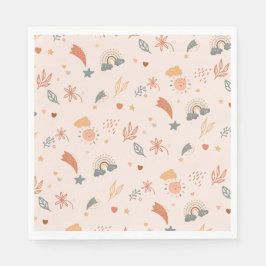 Retro Boho Wasserfarbe Regenbogenneutral Serviette