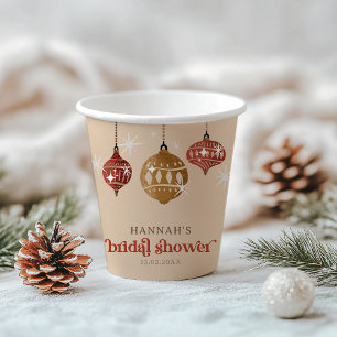 Retro Boho Weihnachtsschmuck Brautparty rot Pappbecher