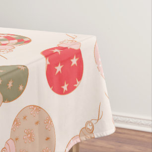 Retro Boho Weihnachtsschmuck Rosa Grün Muster Tischdecke