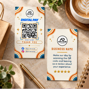 Retro-Boho-Welliges-Digital-Zahlungs-QR-Code-Logo Telefonnummerkarte