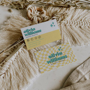 Retro Bold 70er Jahre Boho Groovy Kariertes Funky  Visitenkarte