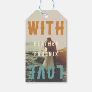 Retro Bold Bright Typografy Foto Wedding Geschenkanhänger
