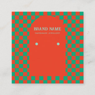 Retro Bold Christmas Earring Display Card Quadratische Visitenkarte