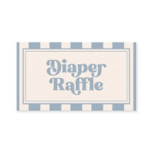Retro Bold Dusty Blue Windel-Raffle Baby Shower