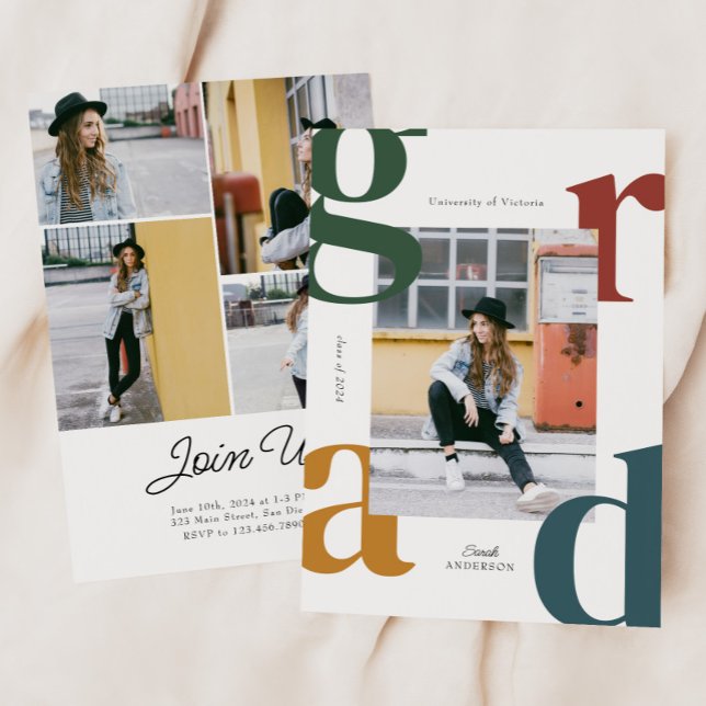 Retro Bold Foto Class of 2024 Abschluss Einladung (Von Creator hochgeladen)