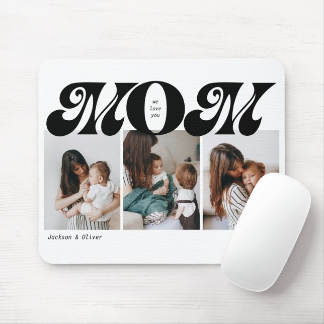 Retro Bold Mom 3 Foto-Collage Mousepad (Mit Mouse)