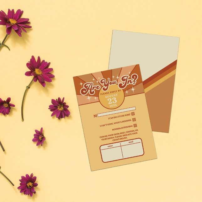 Retro Bold Neon Orange Rose Wedding RSVP (Créateur téléchargé)