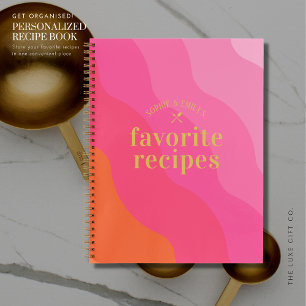 Retro Bold Pink Verlobung Neu verheiratetes Rezept Notizbuch
