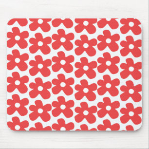 Retro Bold Red Floral Chic Botanischer Schreibtisc Mousepad