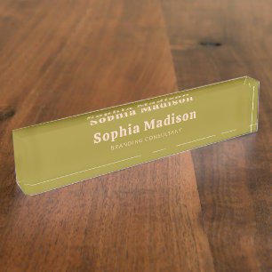Retro Bold Serif Grün Rosa Hauch Namensplakette