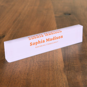 Retro Bold Serif Lavendel Orange Namensplakette